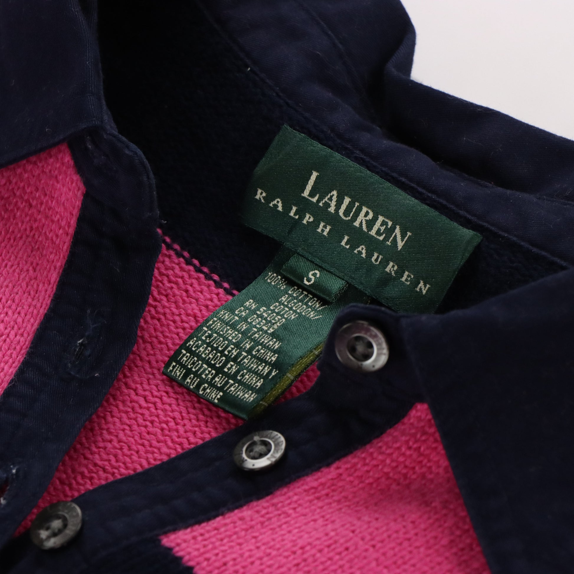 Vintage LAUREN By RALPH LAUREN Embroidered Crest Pink & Navy Polo Knit *Aubs Vintage Sole Melbourne