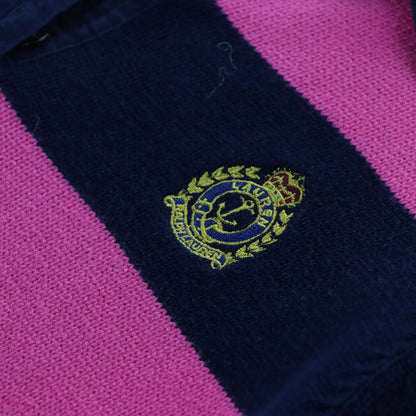 Vintage LAUREN By RALPH LAUREN Embroidered Crest Pink & Navy Polo Knit *Aubs Vintage Sole Melbourne