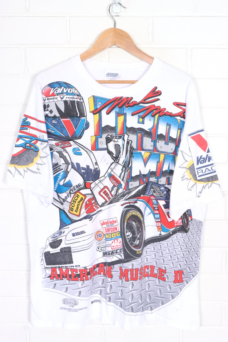 Mark Martin 1996 "Iron Man" Valvoline Racing All Over T-Shirt USA Made (XL)