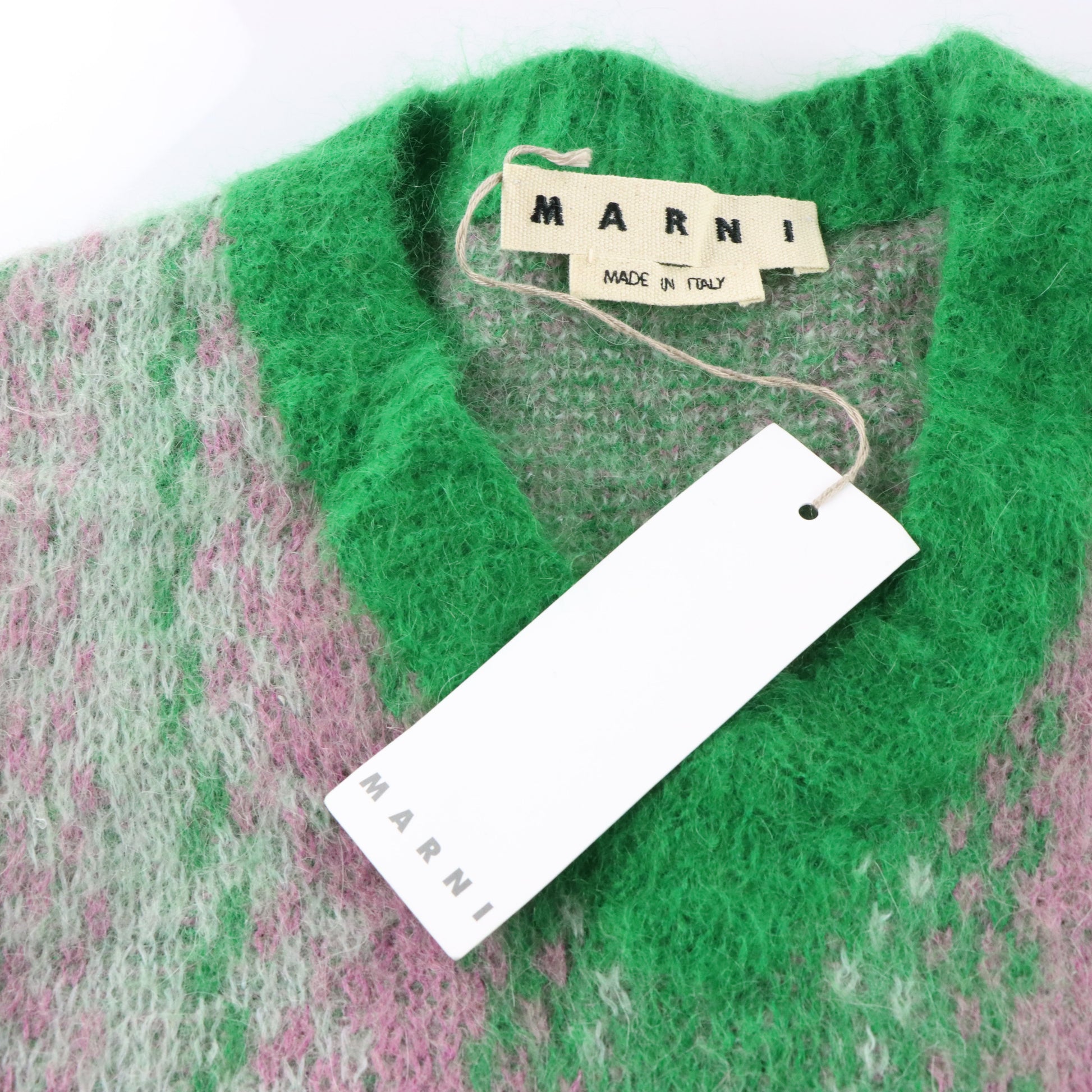 Vintage MARNI Pink & Green Mohair Stripe Italian Made Sweater With Original Tag (L) ***COCO Vintage Sole Melbourne