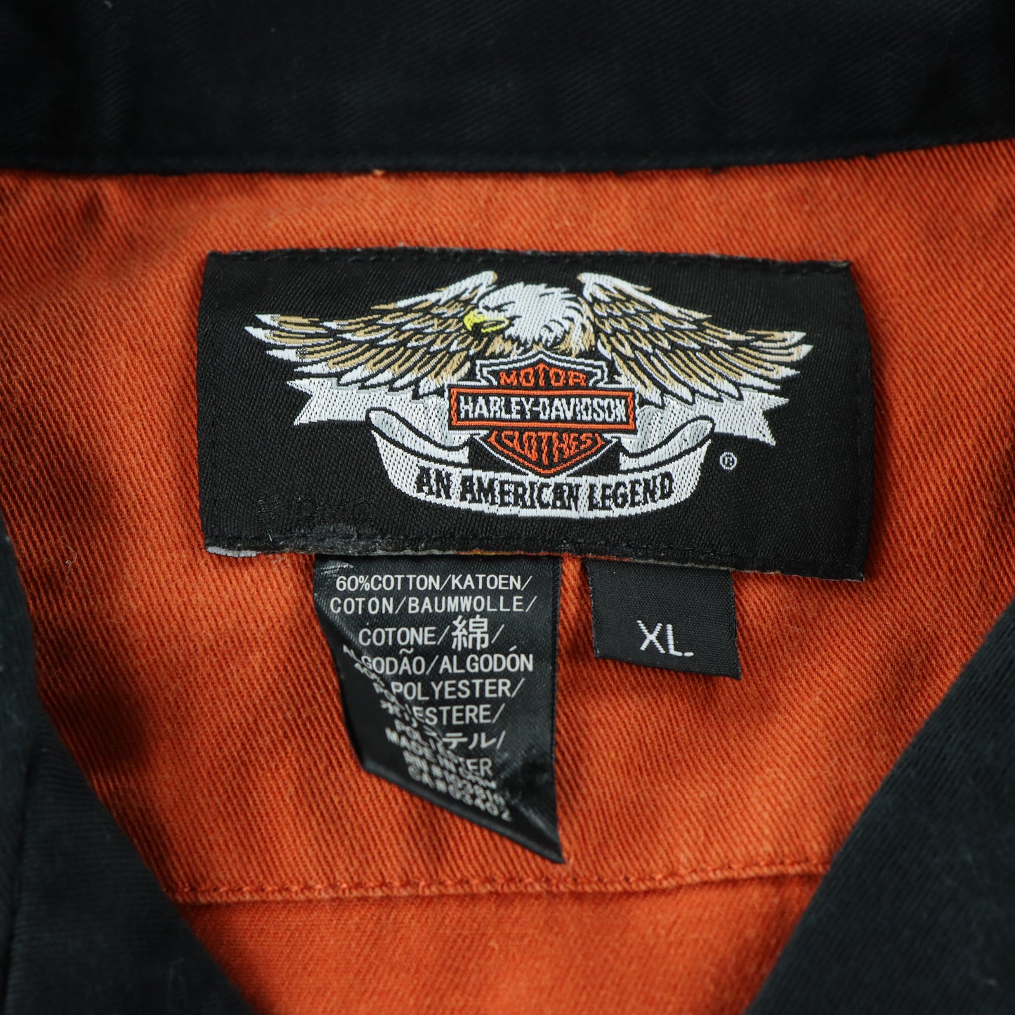 HARLEY DAVIDSON Spell Out Embroidered Logo Button Up Shirt (XL)