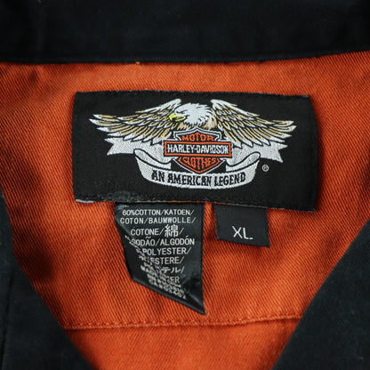 HARLEY DAVIDSON Spell Out Embroidered Logo Button Up Shirt (XL)