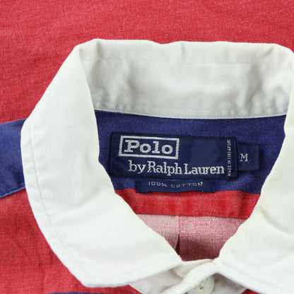 RALPH LAUREN POLO 90s Navy & Red Striped Rugby Shirt (M-L)