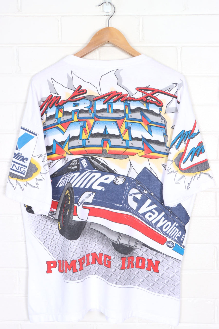 Mark Martin 1996 "Iron Man" Valvoline Racing All Over T-Shirt USA Made (XL)