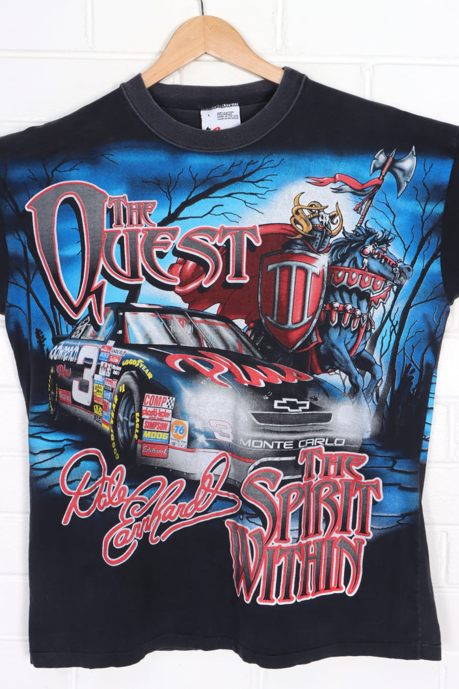 NASCAR 1998 Dale Earnhardt "The Quest" All Over T-Shirt USA Made (L)