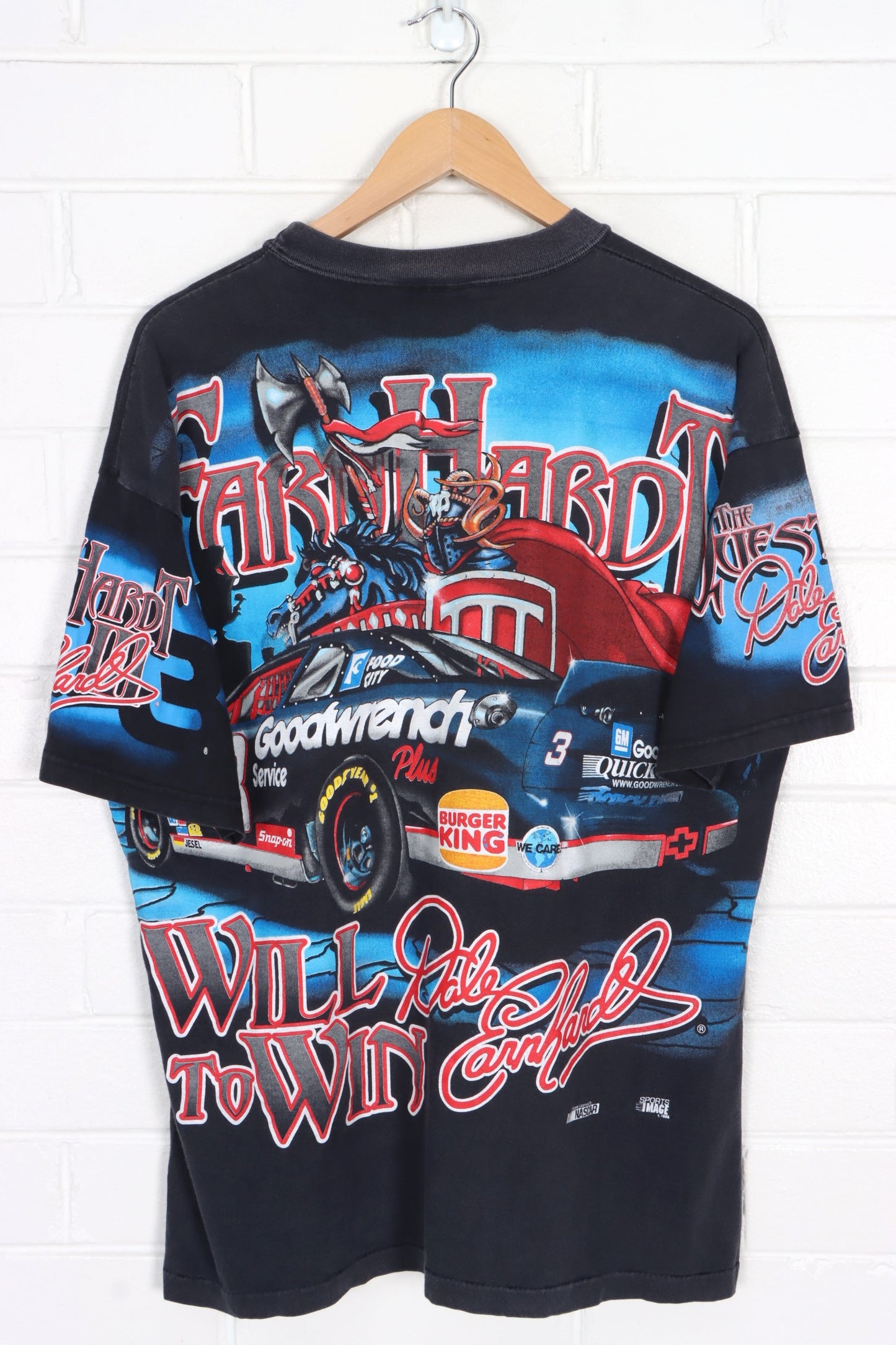 NASCAR 1998 Dale Earnhardt "The Quest" All Over T-Shirt USA Made (L)