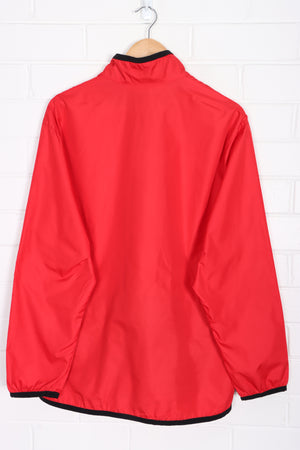 NIKE Red & Black 1/4 Zip Spell Out Swoosh Logo Windbreaker (L)