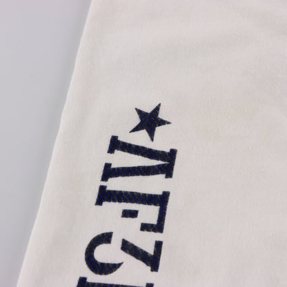 Vintage AFFLICITON Velvet Detail Y2K Cross White & Blue USA Made Polo Shirt (M-L TALL) ***COCO Vintage Sole Melbourne