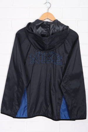 NIKE Black Blue Colour Block 1/4 Zip Hooded Windbreaker (M-L)