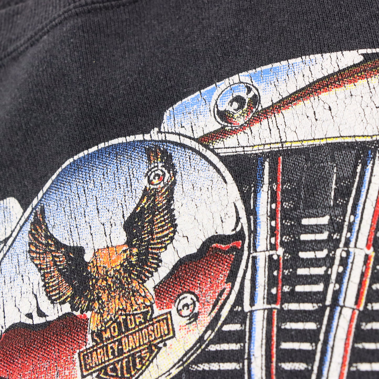 Vintage 1990 HARLEY DAVIDSON Tattooed Biker USA Made "Built Tough" Faded Black Thin Sweatshirt (L) ***COCO Vintage Sole Melbourne