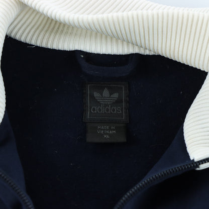 ADIDAS Vintage Navy & Blue White Collared Zip-Up Fitted Jacket (S-M)