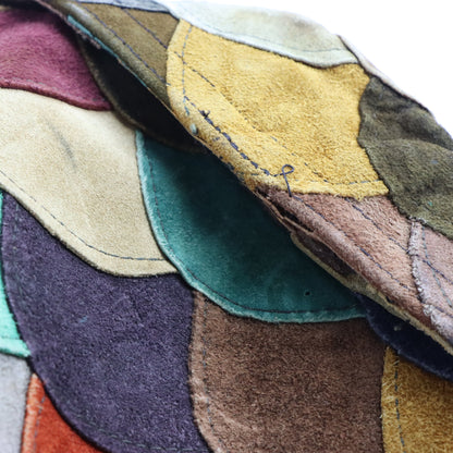 Vintage 70s Suede Leather Multicolour Earth-Tone Scalloped Fish-Scale Patchwork Jacket (M) ***COCO Vintage Sole Melbourne