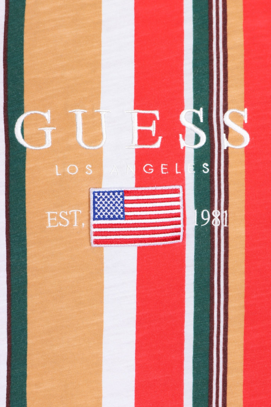 GUESS Striped Embroidered Flag T-Shirt (L)