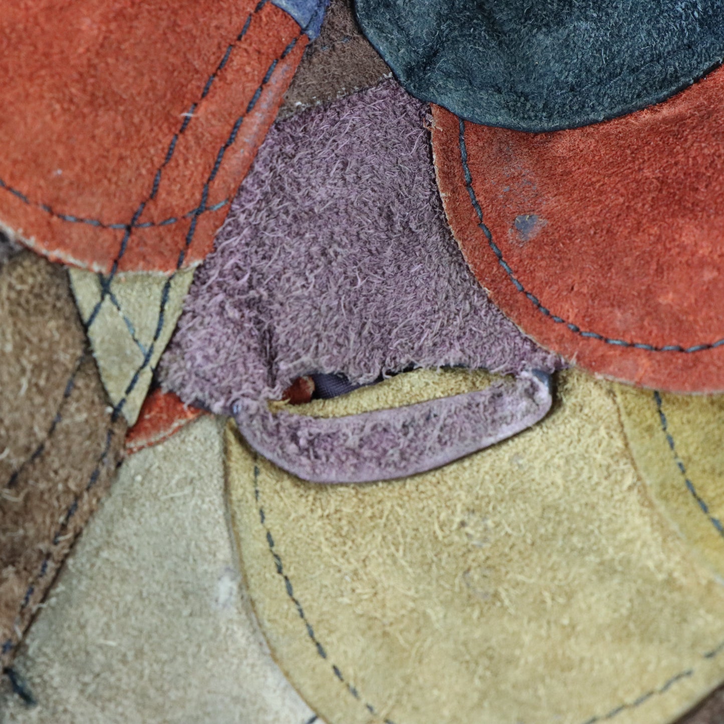 Vintage 70s Suede Leather Multicolour Earth-Tone Scalloped Fish-Scale Patchwork Jacket (M) ***COCO Vintage Sole Melbourne