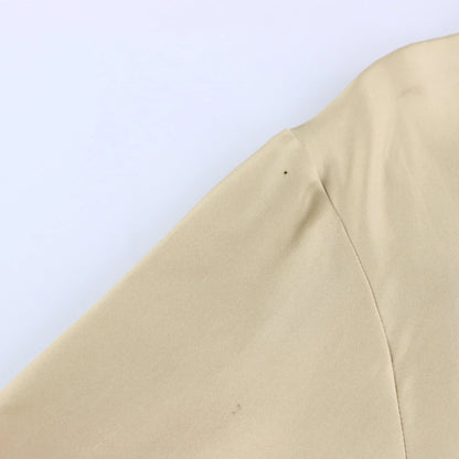 Vintage RALPH LAUREN Black Label Beige Silk Knot Button & Mandarin Collar Long Sleeve Shirt (L) ***COCO Vintage Sole Melbourne