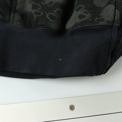 Studded Skull All Over Black Full Zip Hoodie Sweatshirt (XL)