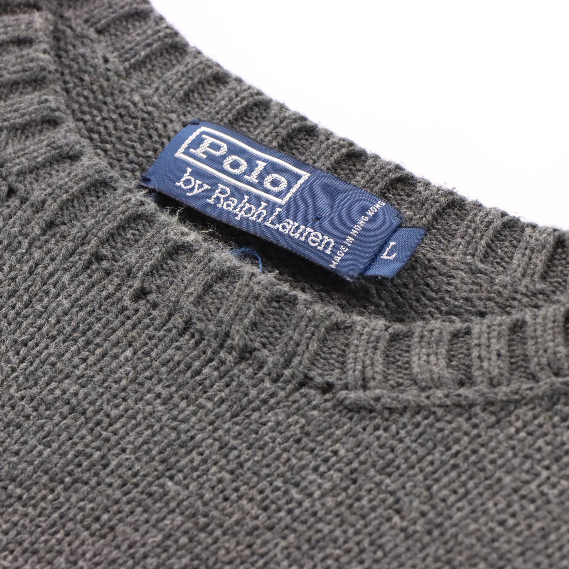 Vintage POLO RALPH LAUREN Embroidered Grey Knit Sweater *Aubs Vintage Sole Melbourne