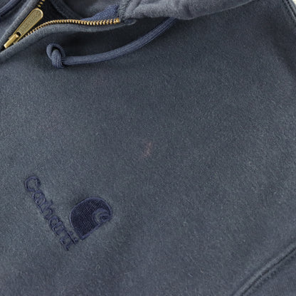 CARHARTT Navy Blue Embroidered Logo Full Zip Hoodie Sweatshirt (M)