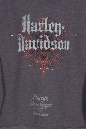 HARLEY DAVIDSON Embellished Detail Full Zip Hoodie (M)