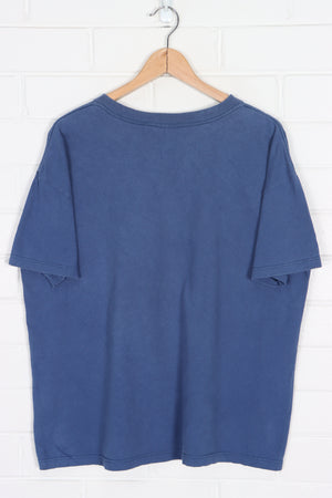 NIKE Embroidered Swoosh Logo Blue Boxy T-Shirt USA Made (L)