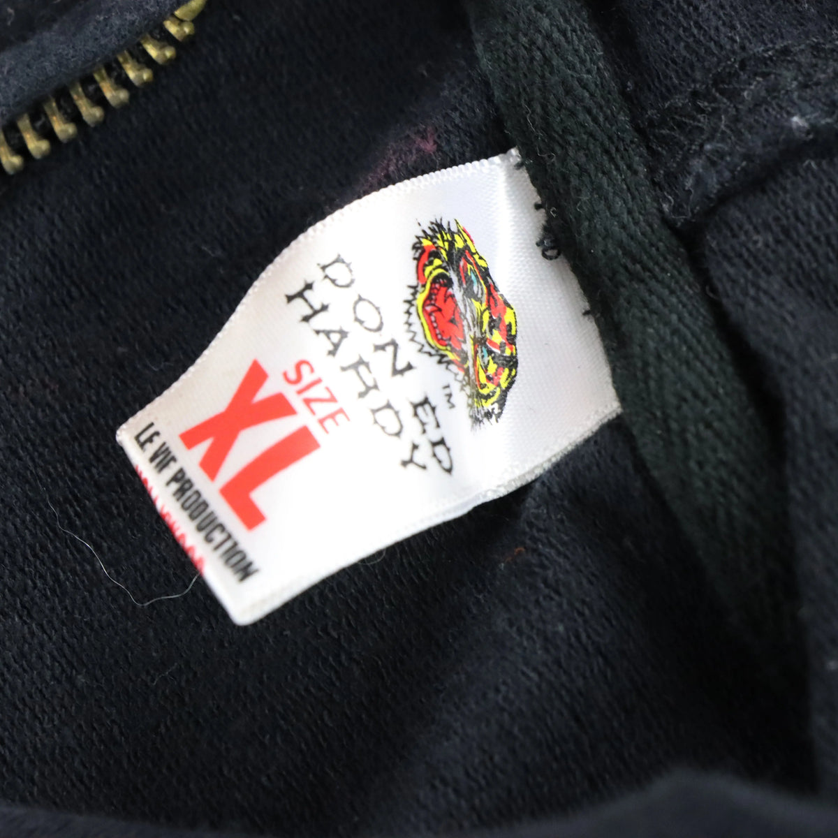 Vintage DON ED HARDY Y2K Rhinestone Heart Gold & Black Hooded Sweatshirt (XS-XXS) *Aubs Vintage Sole Melbourne
