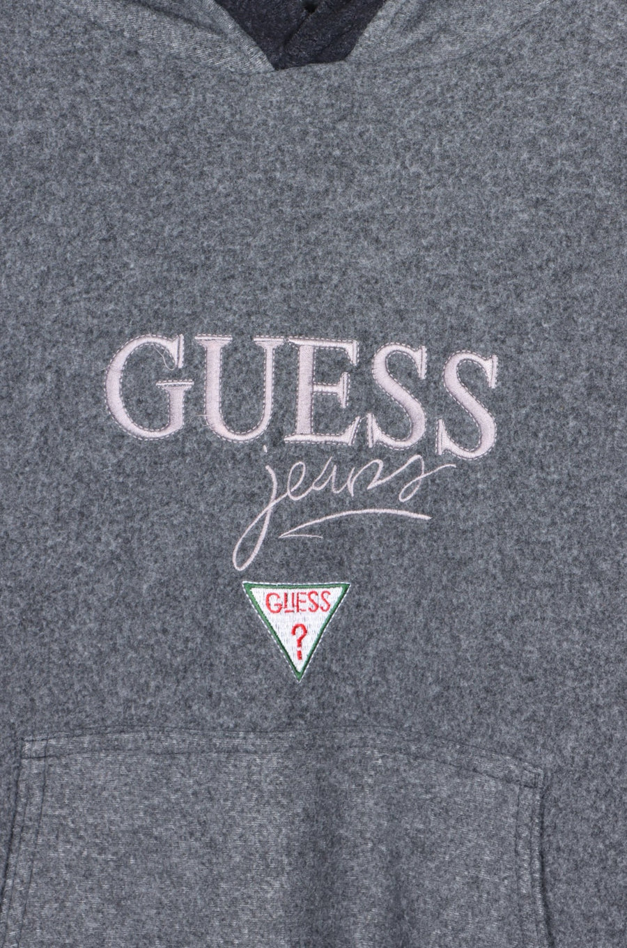 BOOTLEG Guess Jeans Embroidered Logo Fleece Hoodie (XL)