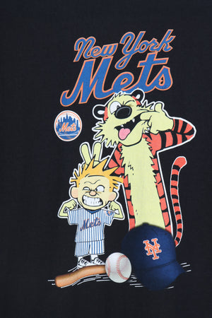 New York Mets Calvin and Hobbes Baseball MLB Cartoon Tee (XL)