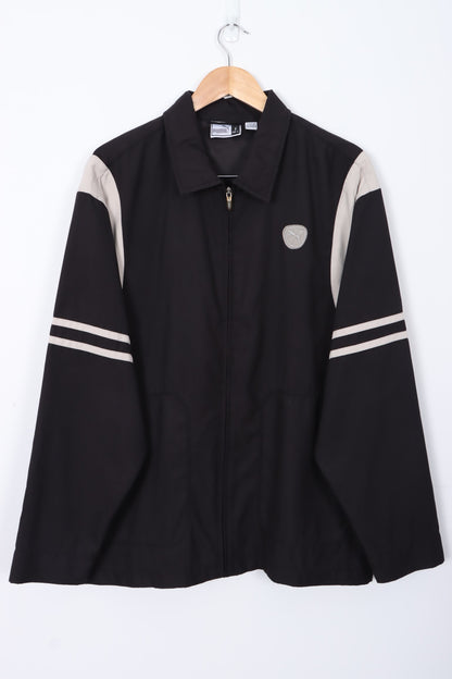 PUMA Varsity Panel Black & White Nylon Windbreaker Jacket (L)