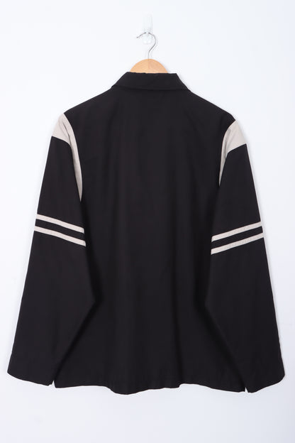 PUMA Varsity Panel Black & White Nylon Windbreaker Jacket (L)