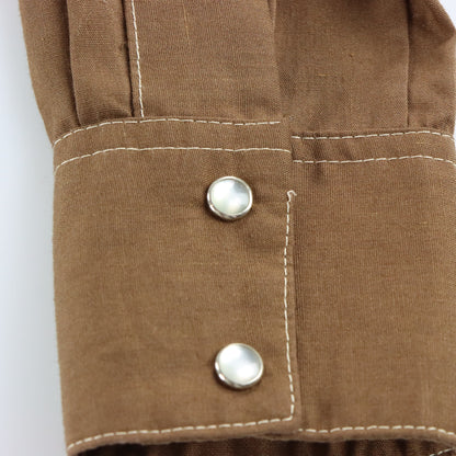 Vintage ROCKMOUNT RANCH WEAR Pearl Snap USA Made Brown Bib Western Shirt (S) ***COCO Vintage Sole Melbourne