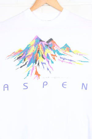 Aspen 1993 Colourful Ski Mountain Single Stitch T-Shirt (S)