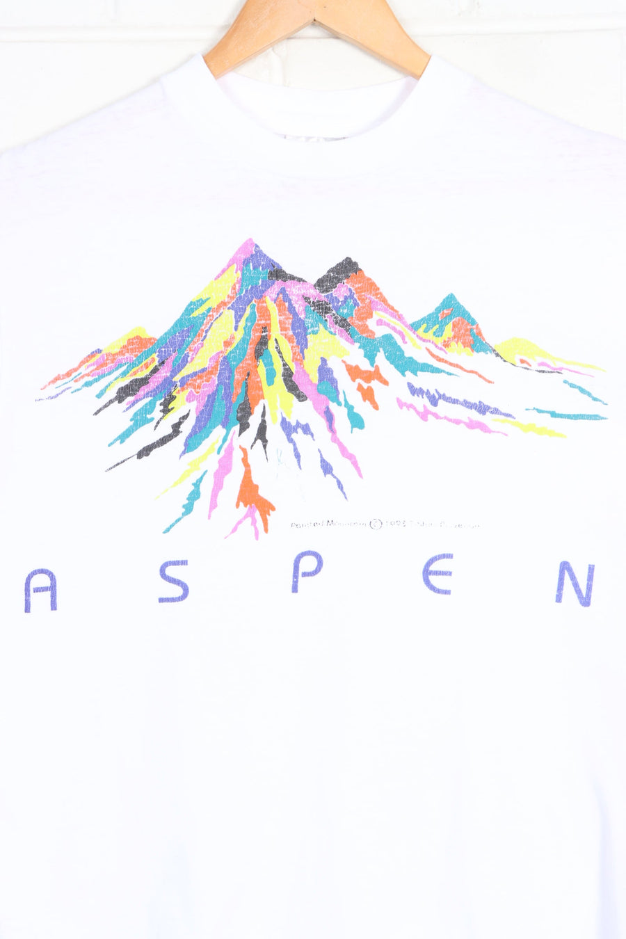Aspen 1993 Colourful Ski Mountain Single Stitch T-Shirt (S)