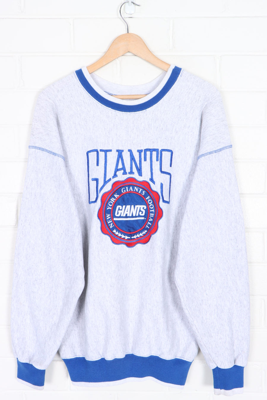 NFL New York Giants 90s Embroidered Seal Logo Sweatshirt (M-L)