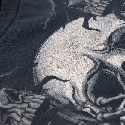 Vintage MMA ELITE Grim Reaper & Glitter Cross Skull Black Y2K Tee With Original Tags (M TALL) ***COCO Vintage Sole Melbourne