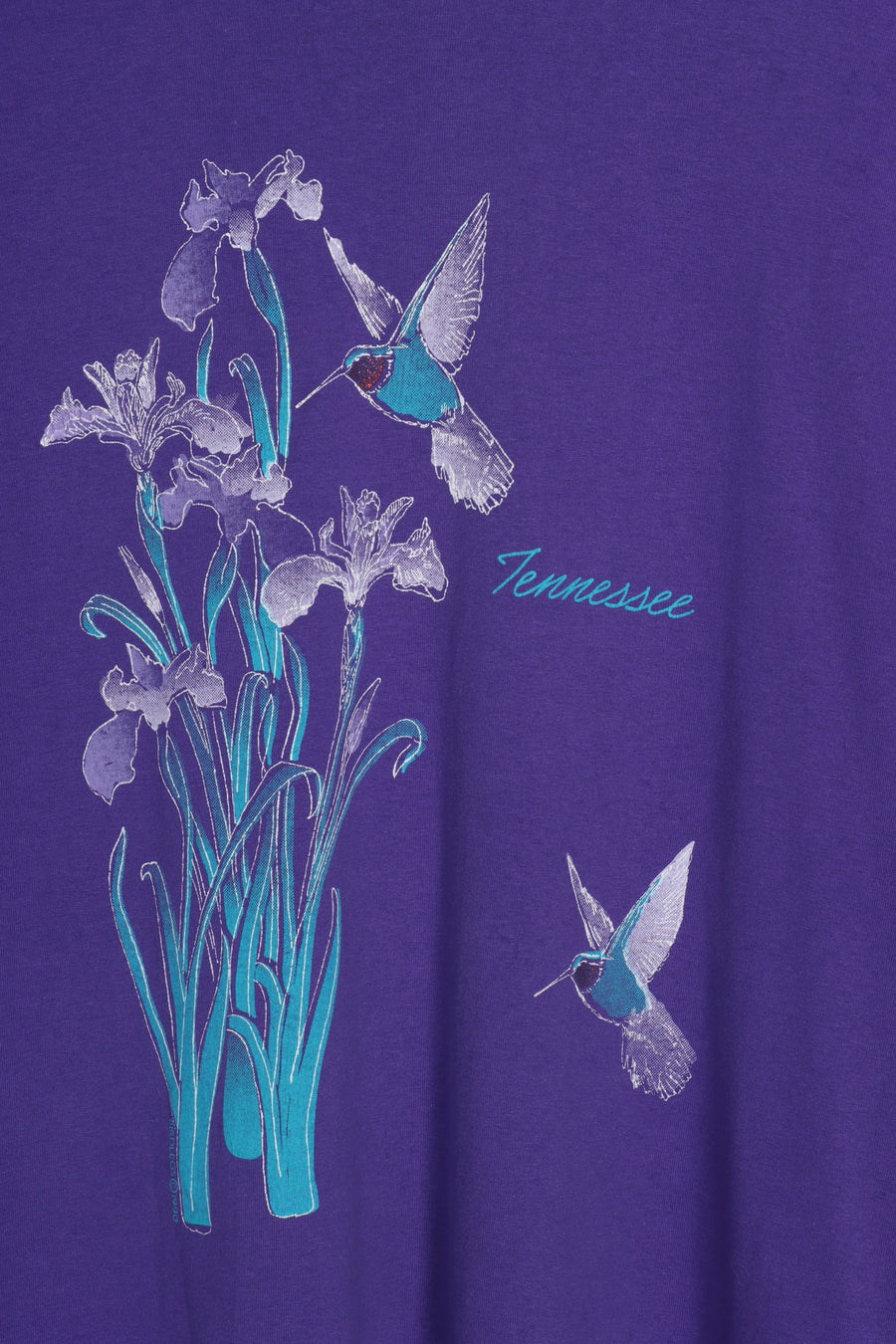 1990 Vintage Purple Tennessee Bird & Flower Glitter Detail Tee (L)