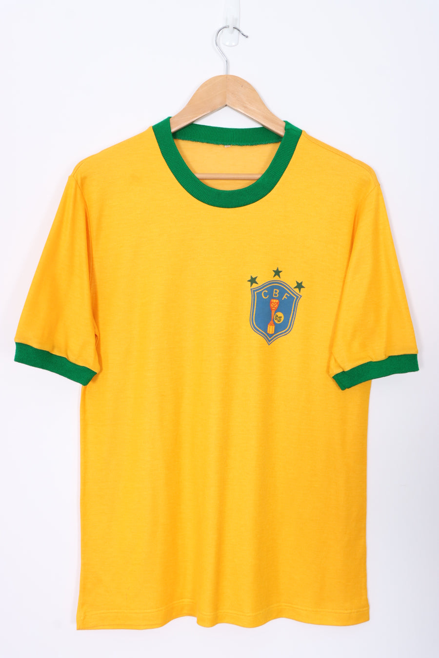 Brazil CBF Soccer Football Ringer T-Shirt (M)