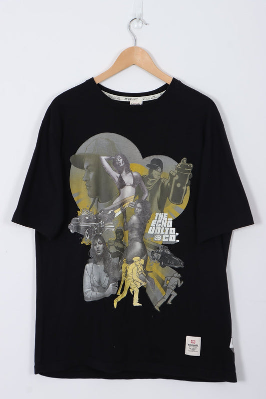 ECKO UNLTD Yellow Graffiti Gangster Graphic Print Tee (XL)