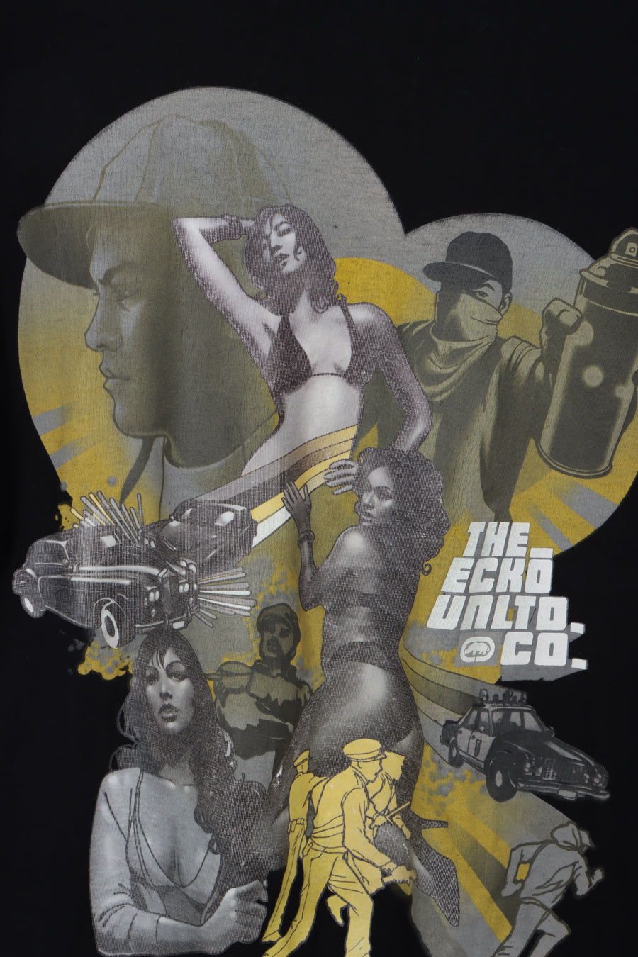 ECKO UNLTD Yellow Graffiti Gangster Graphic Print Tee (XL)