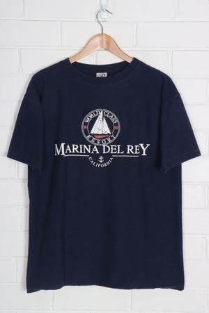 Marina Del Rey California Textured Navy T-Shirt (L)