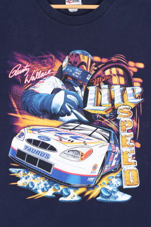 NASCAR Rusty Wallace Miller Lite "Speed" Front Back T-Shirt (L)