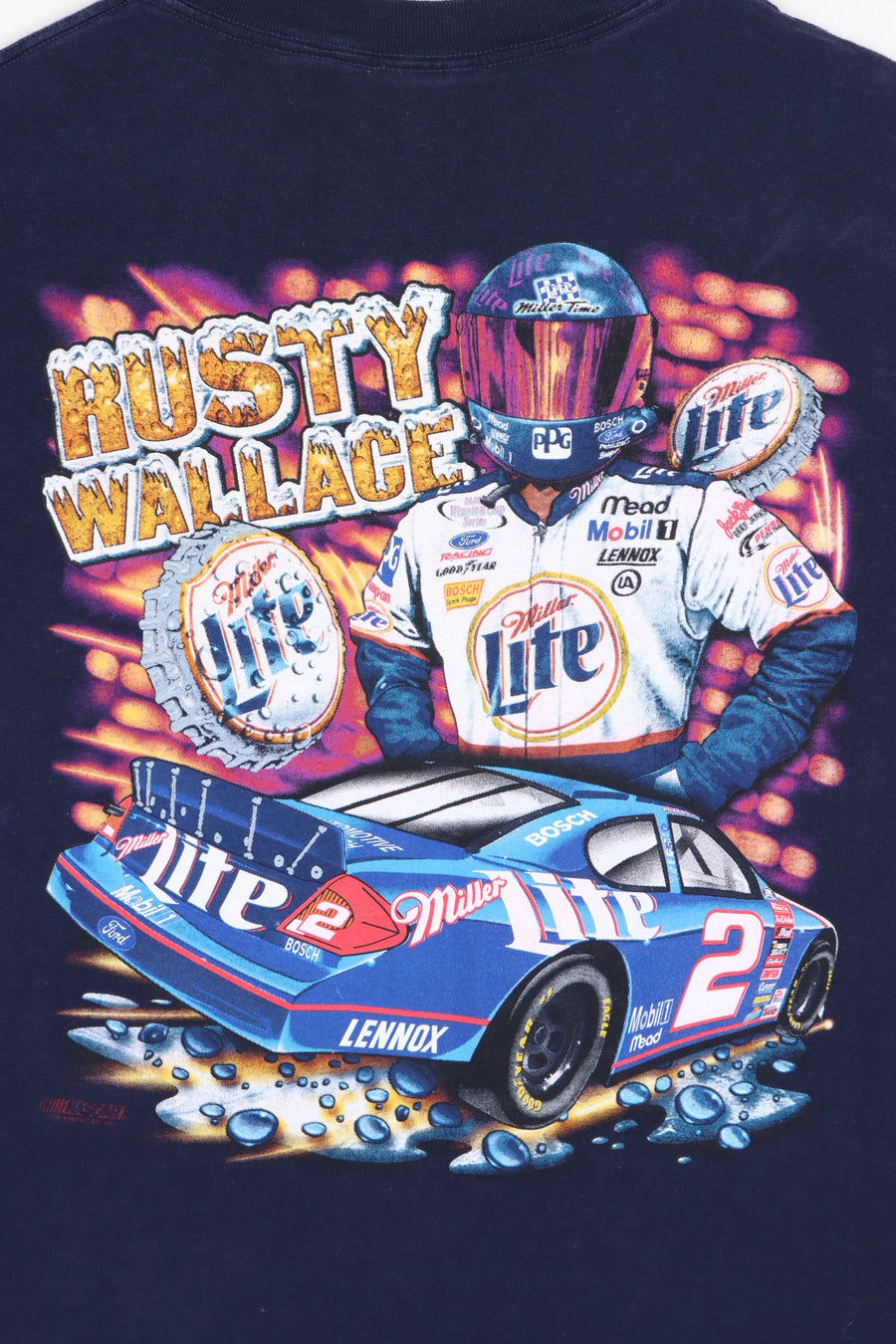 NASCAR Rusty Wallace Miller Lite "Speed" Front Back T-Shirt (L)