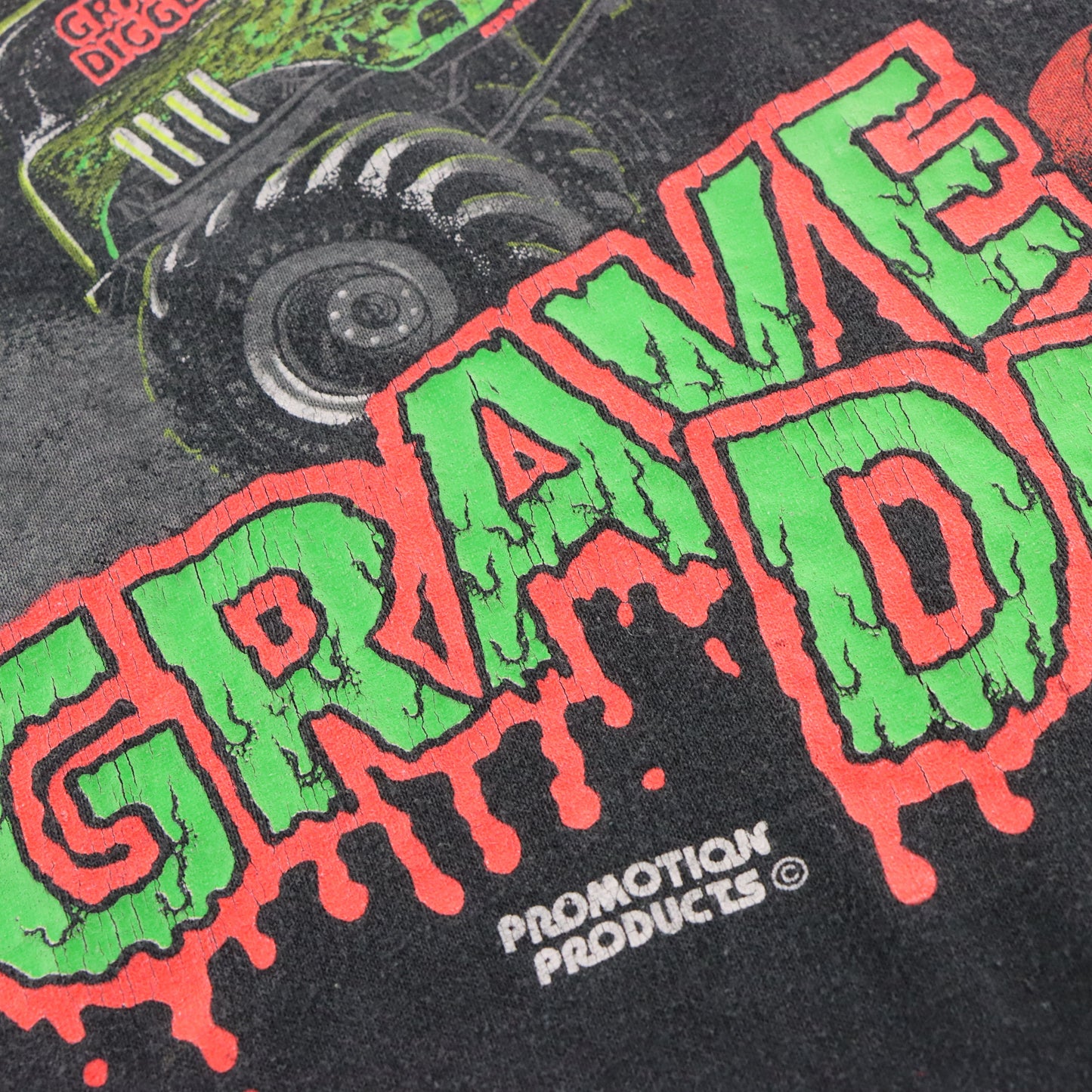 Vintage 90s Grave Digger Monster Truck & Grim Reaper USA Made Faded Black Single Stitch Tee (XL) ***COCO Vintage Sole Melbourne