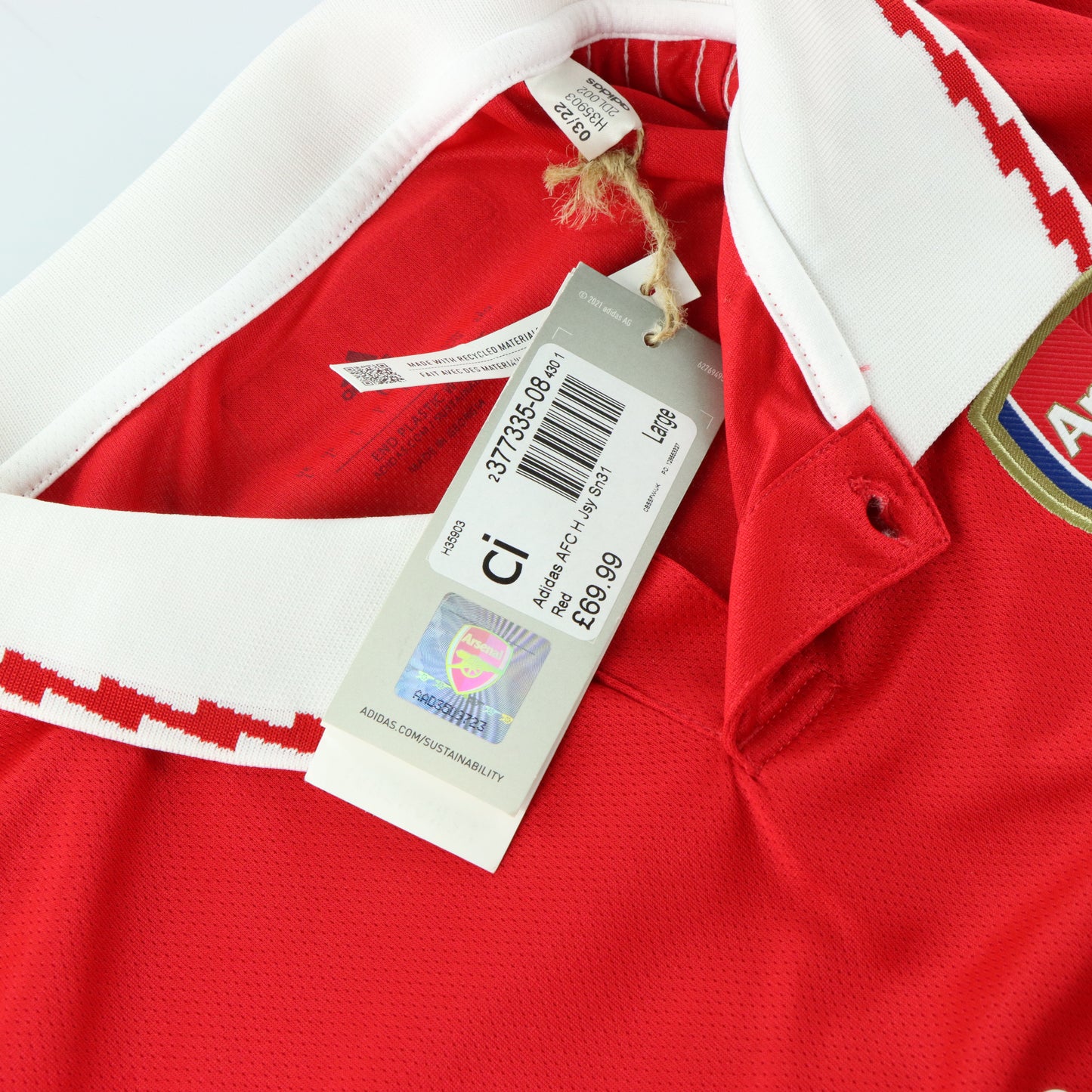 ADIDAS Arsenal London 2022/2023 Beams #37 Home Soccer Jersey (L)
