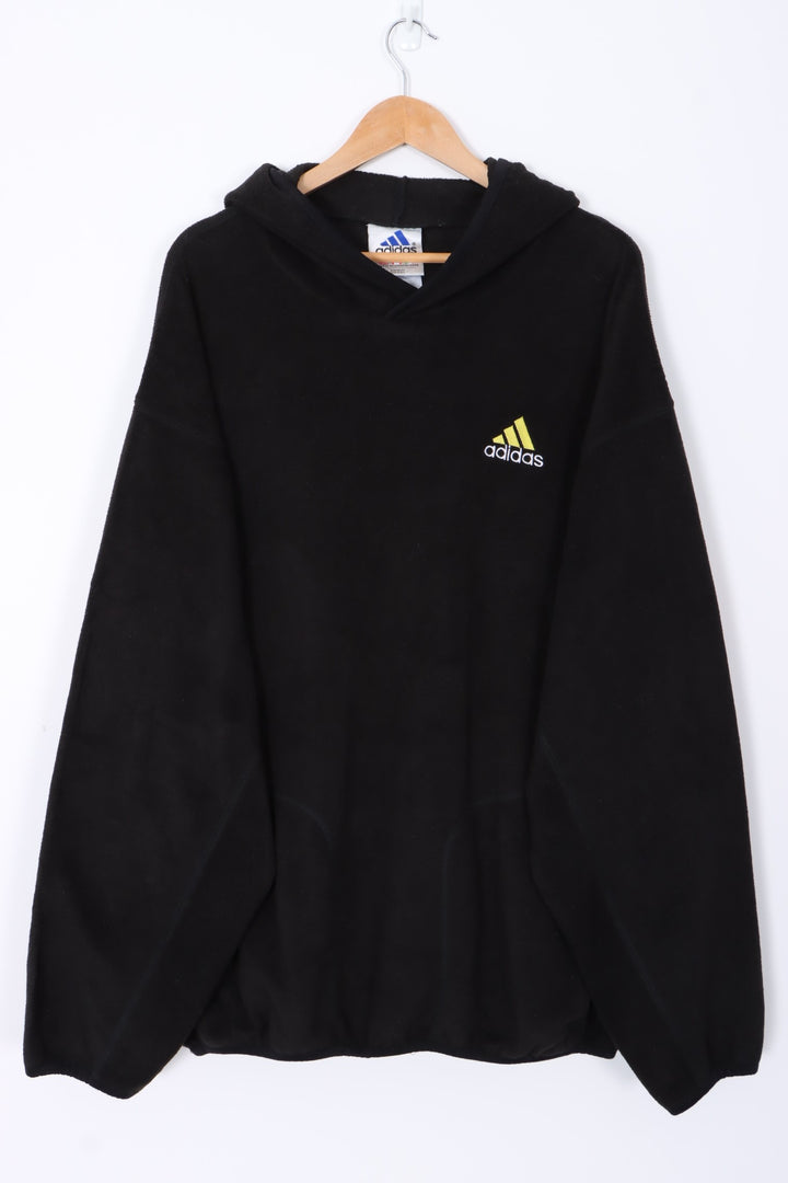 ADIDAS Three Stripe Logo Logo Black Fleece Hoodie (XXL)