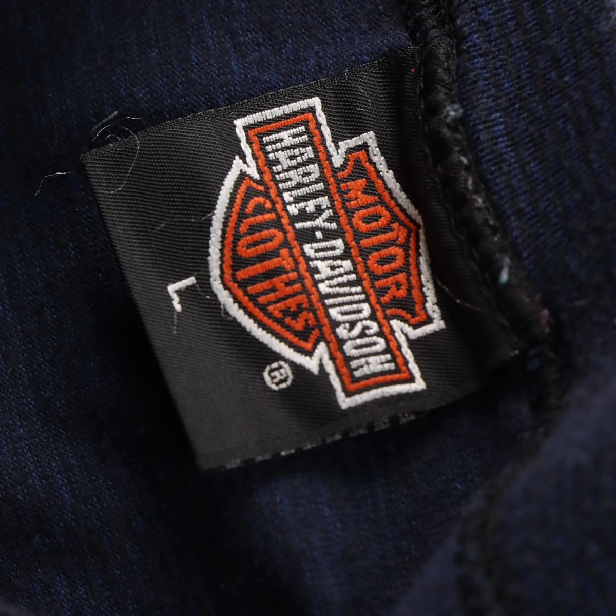 Vintage 1992 HARLEY DAVIDSON X TAZ 'Me Like Harley' Cartoon Navy Stripe USA Made T-Shirt (L-XL) *Aubs Vintage Sole Melbourne