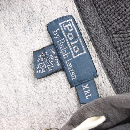 Vintage POLO RALPH LAUREN Grey & Red Zip Up Hooded Sweatshirt *Aubs Vintage Sole Melbourne