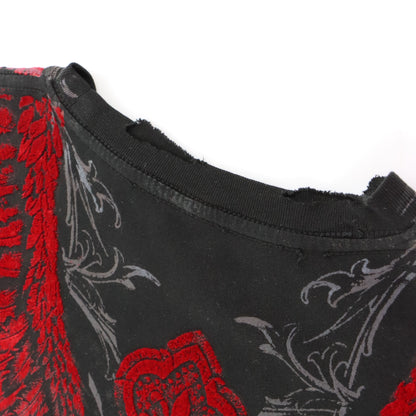 AFFLICTION Vintage Y2K Black & Red Velvet Detail Cross Wings USA Made Tee (M TALL) ***COCO Vintage Sole Melbourne