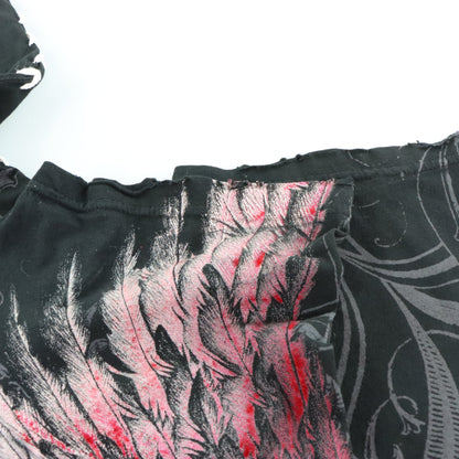 AFFLICTION Vintage Y2K Black & Red Velvet Detail Cross Wings USA Made Tee (M TALL) ***COCO Vintage Sole Melbourne
