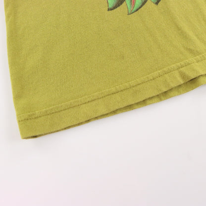 Vintage CHRISTIAN AUDIGIER "Heart Breaker" Gold Foil Logo Embellished Deity Pale Green Y2K Tee USA Made (XXL) ***COCO Vintage Sole Melbourne