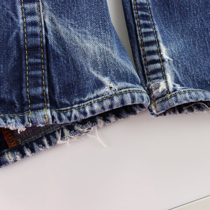 Vintage TRUE RELIGION 'Ricky' Felt Logo Patch USA Made Blue Straight Leg Jeans (30) ***COCO Vintage Sole Melbourne